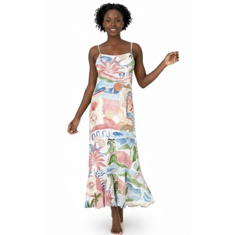 Anthropologie Paper Heart Maxi Landscape Sunrise Dress Size Medium